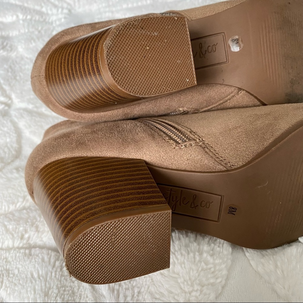 Style & Co. Tan/Cream Heeled Boots Women’s Size 8 - Picture 8 of 11